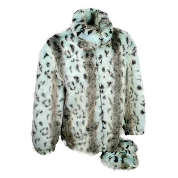 Vintage Polar Magic Jacket and Hat  Blue Faux Fur Size S Movie Star circa 70s - Picture 2 of 15